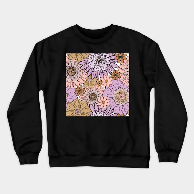 Purple Boho Flowers Crewneck Sweatshirt by Milibella